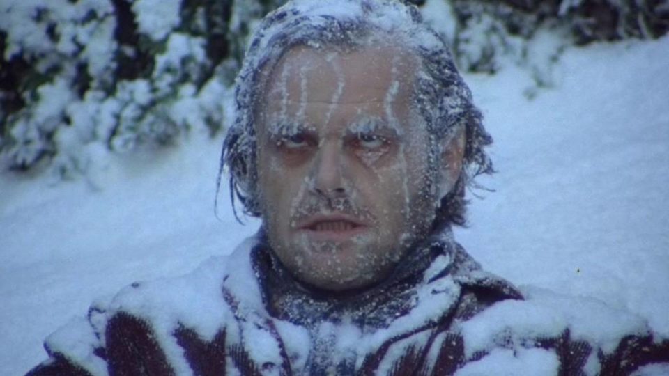 Jack Torrance frozen in the snow.